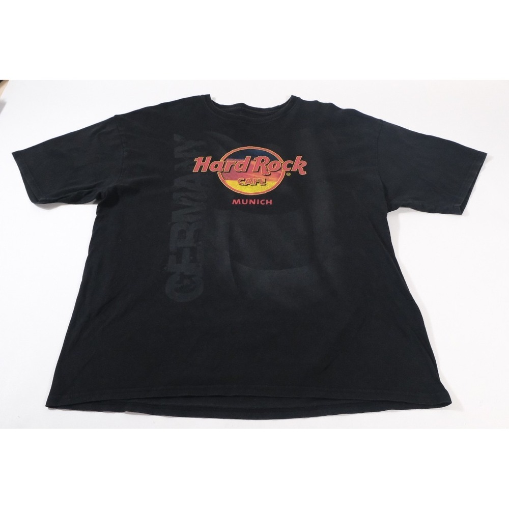 Hard Rock Cafe Munich Germany Black Graphic T-Shirt Mens XXL Cotton Short Sleeve